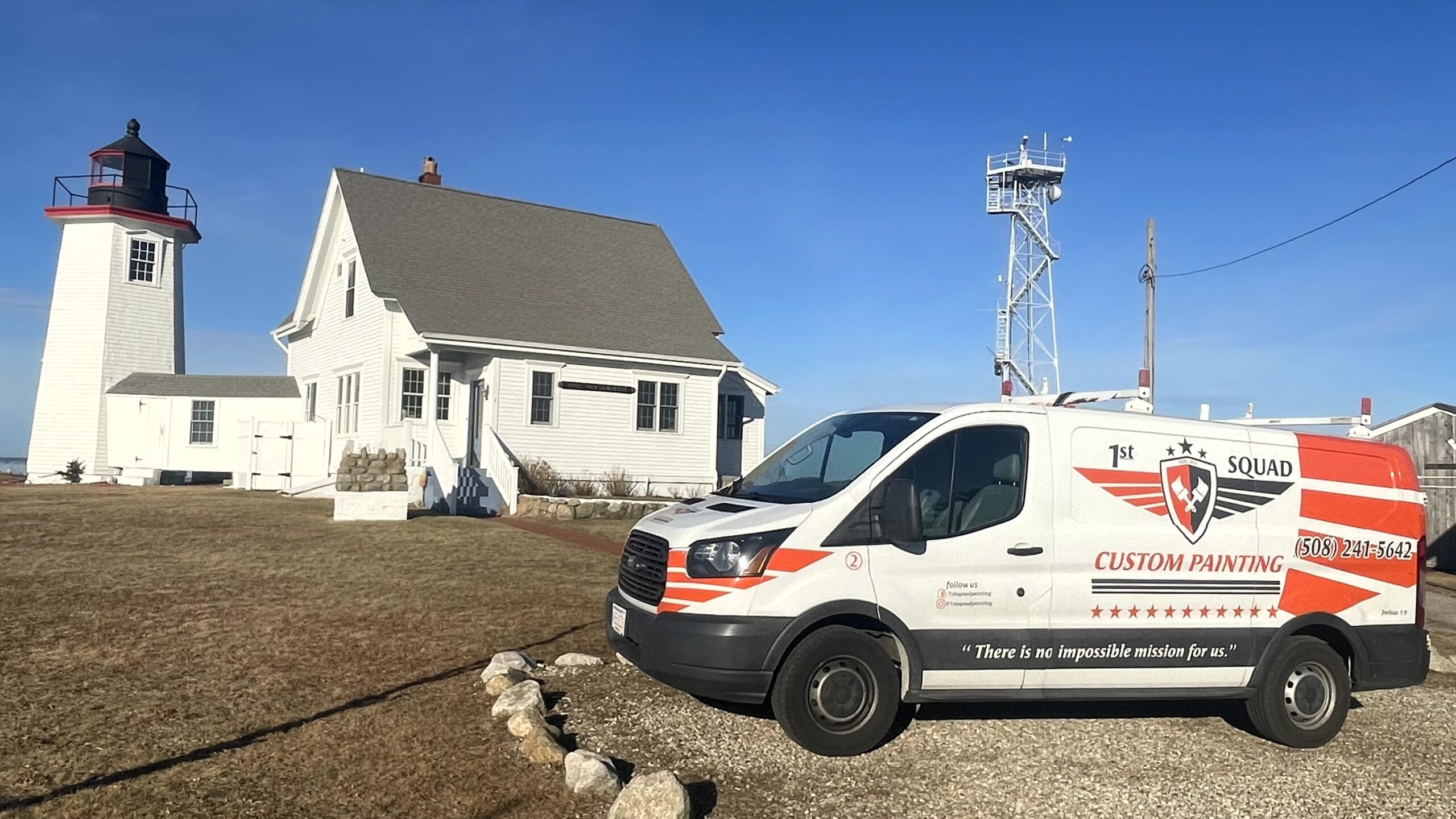 1st Squad Custom Painting van on site in Cape Cod